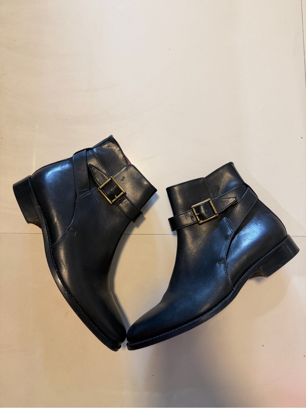 Burberry Black Leather Ankle Booties with Buckle Detail